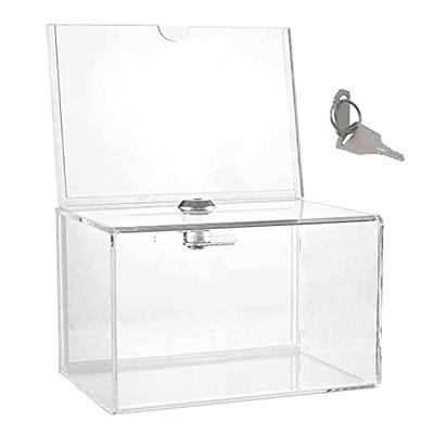 FixtureDisplays Small Acrylic Plexiglass Clear Donation Box Tip Offering  Charity Fundraising Box 4.25 X 4.25 X 9.9