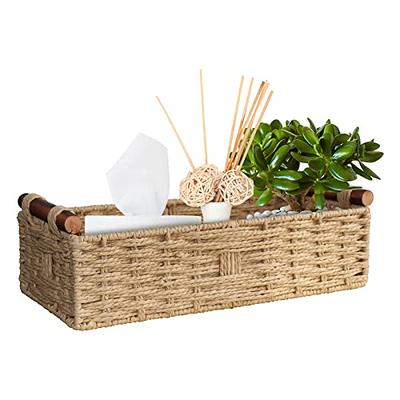 Dracelo Brown Bathroom Storage Organizer Tray Toilet Paper Storage Basket, Towel Bread Baskets for Kitchen Organizing