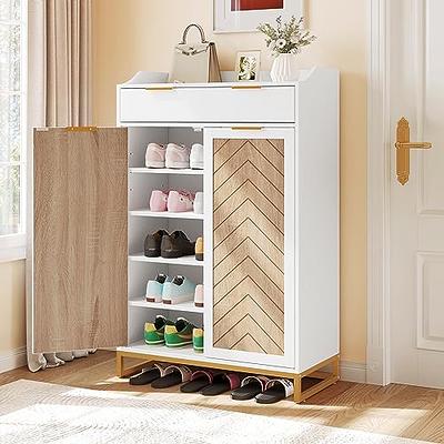 Modern Shoe Storage Cabinet with 5 Drawer Shoe Rack Storage Organizer - White