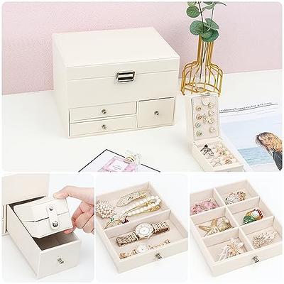 Frebeauty Clear Lid Jewelry Box,4 Layers Jewelry Organizer Large  Multi-Functional Jewelry Storage Box with 3 Drawers,Jewelry Display Case of  Rings