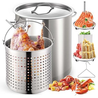  ZENFUN Stainless Steel Stockpot with Steamer Rack, 6