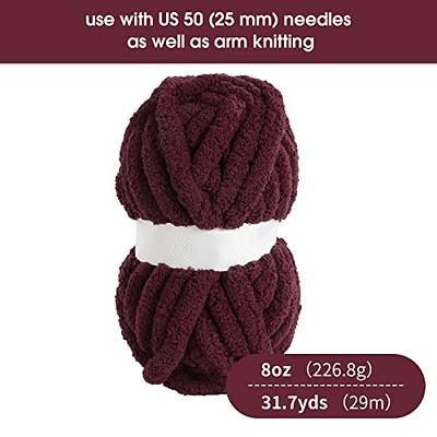 HOMBYS Wine Red Chunky Chenille Yarn for Crocheting, Bulky Thick Fluffy  Yarn for Knitting,Super Bulky