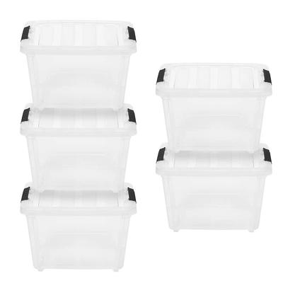 IRIS USA 13 Qt. (3 gal.) Stack & Pull™ Clear Plastic Storage Box with  Buckles, Gray