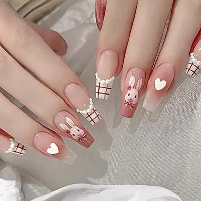 Valentine Nails, Lovely Nail Art, Heart Designs, Short/medium Press On,  Coffin Nail With Art 