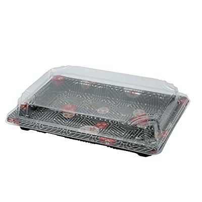 EcoQuality Large Black Sushi Trays with Lids 8.5 x 5.5 Inch - Disposable Sushi  Packaging Box, Carry Out Container, Take Out Boxes, Black Plastic To Go  Containers, Entrees, Appetizers or Desserts (200) 