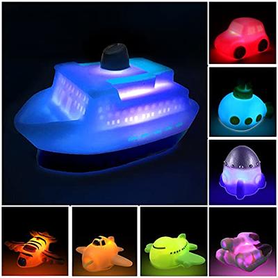 Jomyfant Baby Bath Toys (8 Packs Rubber Traffic Toys) Light Up