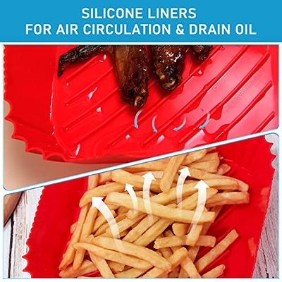 2 Pack Air Fryer Silicone Liners , 8.5''square Air Fryer Silicone