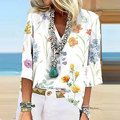 Summer Tops for Women 2023 Trendy Silk Shirts for Women Elbow Length Tee  Shirts for Women 3/4 Sleeve Tops for Women Summer Tee Shirt Dresses for  Women Black Blouses for Women