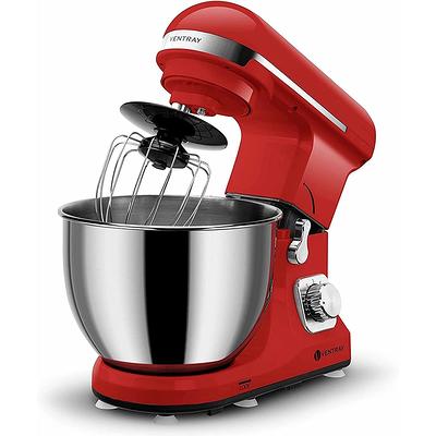 HOMCOM Stand Mixer with 6+1P Speed 600W Tilt Head Kitchen Electric Mixer with 6 qt Stainless Steel Mixing Bowl Beater Dough Hook Red