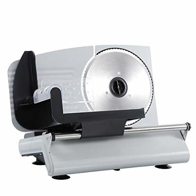 Die-Cast Deli Food Slicer with Two Removable Stainless Steel Blades,0-23mm  Adjustable Thickness Meat