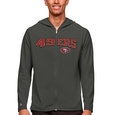 Men's Antigua Charcoal San Francisco 49ers Victory Pullover Hoodie 