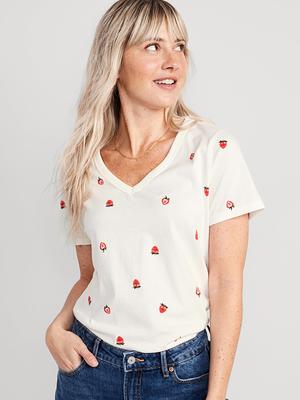 EveryWear Printed V-Neck T-Shirt for Women