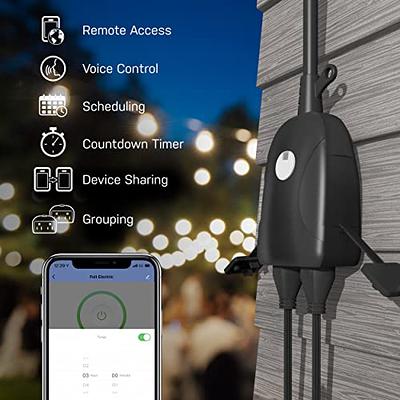 Smart Plug Outdoor Wifi with 3 Grounded Outlets Remote Control Timer  Waterproof Works with Alexa Google Assistant Black 