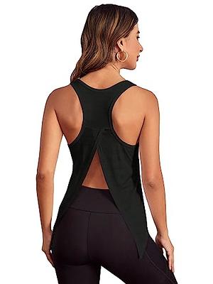 Womens Workout Tops Loose Fit Racerback Yoga Shirts Gym Exercise