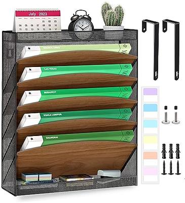 Ultimate Office Mesh Wall File Organizer, 15 Tier Vertical Mount Hanging File Sorter. Multipurpose Display Rack Includes 18, 3rd Cut PocketFile