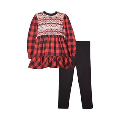 Bonnie Jean Toddler Girls Long Sleeve Buffalo Check Top And Ribbed Leggings  Set, Red, 3T - Yahoo Shopping