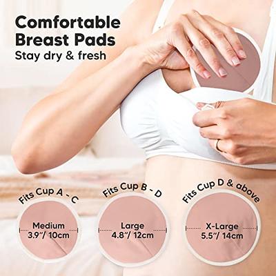 Organic Bamboo Nursing Breast Pads - 14 Washable Pads + Wash Bag - Breastfeeding Nipple Pad for Maternity - Reusable Nipplecovers for Breast Feeding (
