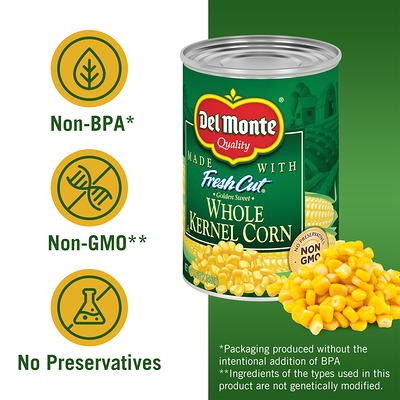 Del Monte No Salt Added Golden Sweet Whole Kernel Corn - 15.25oz : Target