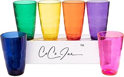 Optix Plastic Reusable Drinking Glasses (Set of 8) 20oz Water Cups in Jewel  Tone