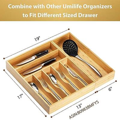 Umilife Kitchen Drawer Organizer, 12 Inch Silverware Utensil Tray Holder, Extra  Deep, with Non-Slip Feet & Grooved Drawer Divider, 6 Slots Total Bamboo  Wood Caddy for Flatware Cutlery Knives - Yahoo Shopping