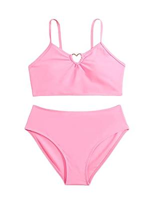 Milumia Girl's 2 Piece Bikini Sets Ring Linked Spaghetti Strap Swimsuit  Bathing Suit Pink 8-9 Years - Yahoo Shopping