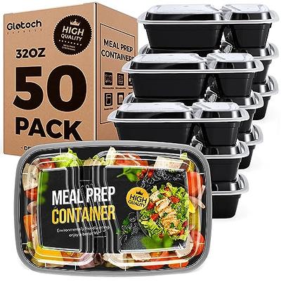 50Pack Meal Prep Food Containers, 32oz Plastic Food Storage Containers with Lids, to Go Containers, Reusable Meal Prep Containers, BPA Free, Microwave