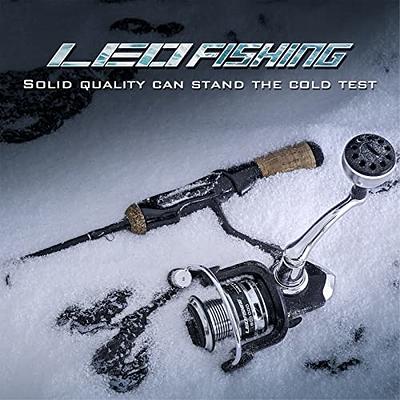LEOFISHING One-Peice Winter Ice Fishing Rod and Reel Combos Easy