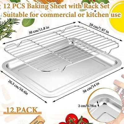 Baking Sheet with Rack Set [2 Sheets+2 Racks], Stainless Steel Cookie Sheet Pan with Cooling Rack for Oven(10.4 inch x 8 inch ), Nonstick Baking Pans