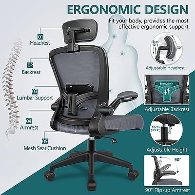 FelixKing Office Chair, Ergonomic Desk Chair with Adjustable Height and Lumbar Support Swivel Lumbar Support Desk Computer Chair with Flip Up