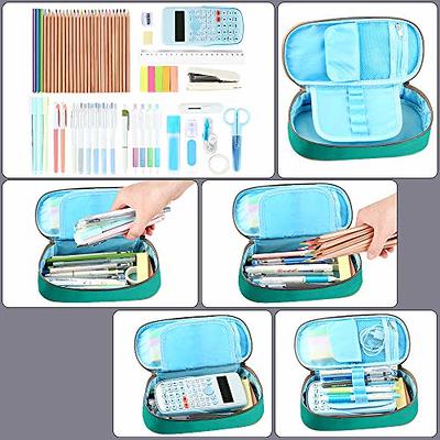 Homecube Pencil Case Big Capacity Pencil Bag Makeup Pen Pouch Durable  Students Stationery With Double Zipper Pen Holder for School/Office, Blue