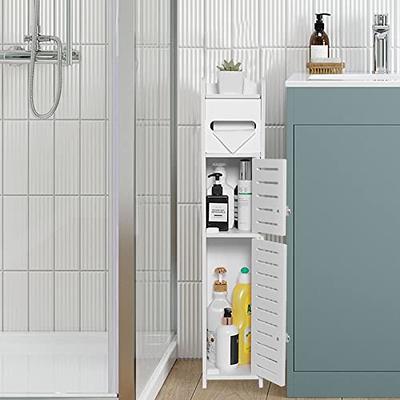 Tall Slim Storage Cabinet, Bathroom Slim Storage Cabinet with Drawers &  Doors, Slim Cabinet for Small Spaces, Tall Thin Storage Cabinet, White  Narrow