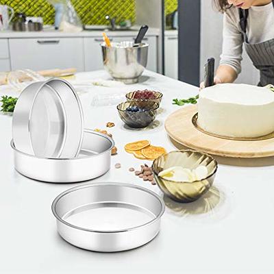 E-far 8 Inch Cake Pan Set of 4, Stainless Steel Round Layer Cake