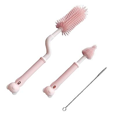 Silicone Baby Bottle Brush and Straw Cleaner Brush Set,Silicone Fully  Encased Dish Brush,Versatile Deep Cleaning Long Water Bottle Brushes,Heat