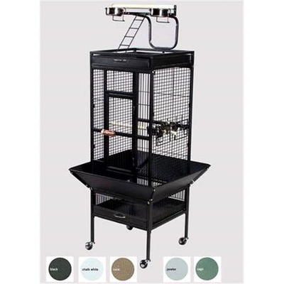 LUCKYERMORE 53 inch Black Stackable Big Bird Cage for Parakeet with Storage  Shelf, Wrought Iron Large Parrot Cage, Tall Bird Cage for Cockatiels