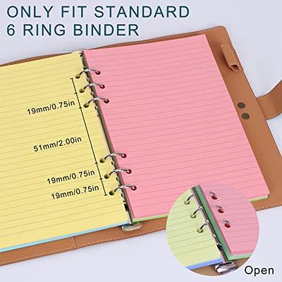 6-Pack Colored A6 Lined Binder Paper (240 Sheets/480 Pages), 6