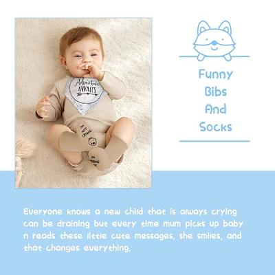 Baby Shower Gifts, New Born Baby Gifts for Boys, Unique Baby Gifts Basket  Essential Stuff - Baby Lovey Blanket Newborn Bibs Socks Wooden Rattle &  Greeting Card, Newborn Baby Gift Set 