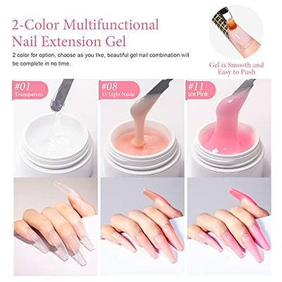  Modelones Builder Nail Gel - 2oz Clear Hard Gel for Nails, Nail  Extension Gel Kit Acrylic Gel Nail Strengthen Gel Nail Art Manicure Set  with 100PCS Nail Forms and Dual-use