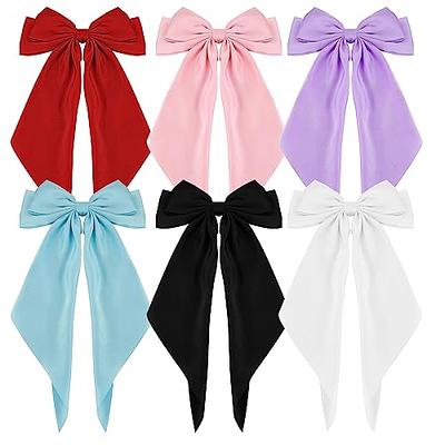 Large Satin Hair Bows Hair Ribbons for Women 4PCS Big Long Light Pink  Ballet Style Hair Bows French Barrette Vintage Accessories for Girls