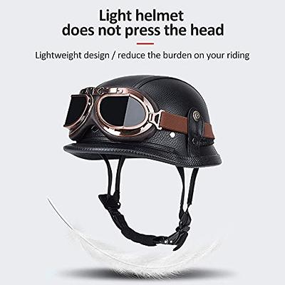 Open Face Motorcycle Helmet for Men Retro Open Face Helmet with Goggles Jet  Helmets DOT Approved ABS Shell Safety Cap All Season