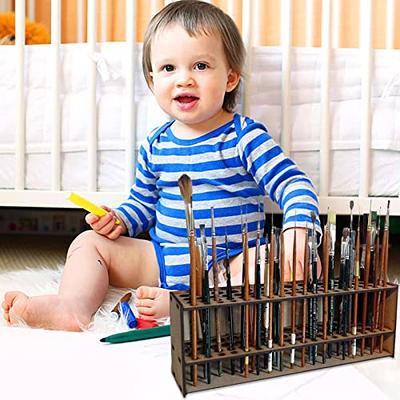 Wooden Paint Brush Holder 67 Holes Desk Stand Paintbrush Organizer  Paintbrush Holder Organizer Paint Brush Rack For Pencils Pens Paint Brushes