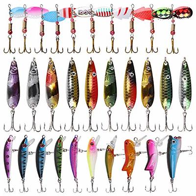 Rooster Bait Tail Spinner Fishing Lures Kit,30pcs Metal Spoon
