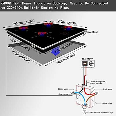 Karinear Induction Cooktop, 4 Burner Electric Cooktop 24 Inch, Built-in  Induction Cooker with Glass Protection Metal Frame, Child Lock, Timer,  Pause, 6400W 220-240v Hard Wire, No Plug - Yahoo Shopping