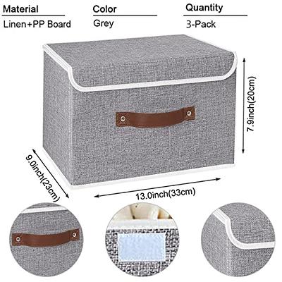 BALEINE Storage Bins with Lids, Foldable Linen Fabric Storage Boxes with  Lids, Collapsible Closet Organizer Containers with Cover for Home Bedroom  Office (3pack Gray Medium)