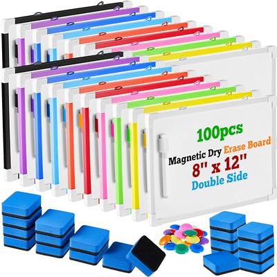 The Mega Deals Dry Erase Markers, 2 Whiteboard Erasers Bundle - 12 Count Blue Whiteboard Markers and 2 Magnetic Dry Erase Eraser