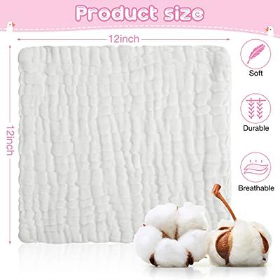 Yoofoss Muslin Baby Washcloths 100% Cotton Face Towels 10 Pack Wash Cloths  for Baby 12x12in Soft and Absorbent Baby Wipes (White)