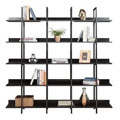 KIVENJAJA Triple Wide 5-Tier Bookshelf, Industrial Display