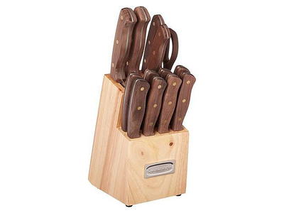 Triple Riveted Slim Knife Block Set With Built in Sharpener 14