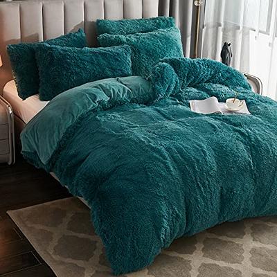 Uhamho Faux Fur Velvet Fluffy Bedding Duvet Cover Set Down Comforter Quilt  Cover