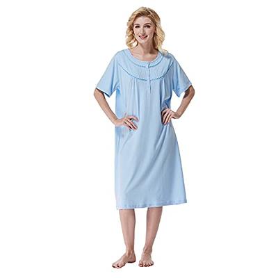 Keyocean Nightgowns for Women, Soft 100% Cotton Mid-Calf Length Lightweight Women  Sleepwear, Medium Blue, Small - Yahoo Shopping