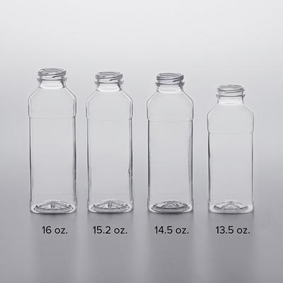 16 oz. Square PET Clear Juice Bottle with Lid